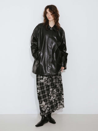 Black PU Leather Down Coat