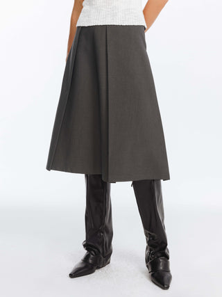 High Waist Pleated A-line Skirt