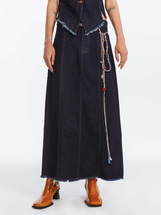 High Waist Denim Vintage A-line Skirt