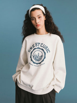 ONE BY CUBIC Oversized Crew Neck 100% Cotton Sweatshirt