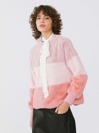 Fluffy Color Block Gradient Sweatshirt