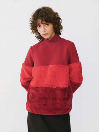 Casual Small High Neck Pullover Splicing Sweatshirt