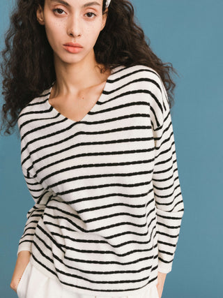 ONE BY CUBIC Striped Wool Knitted Jumper