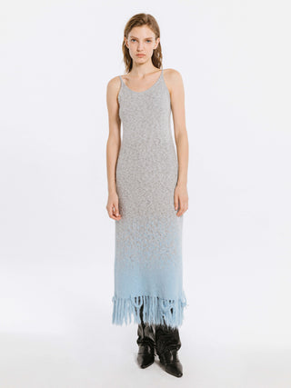 Gradient Knitted Maxi Dress with Wool Blend