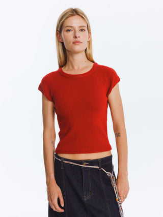 Jacquard Cropped Knit Top with Cashmere Blend