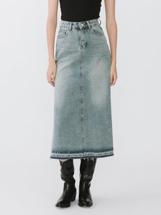 A-line Denim Maxi Skirt