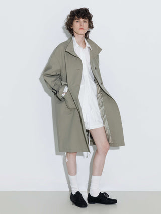 High Collar Long Trench Coat