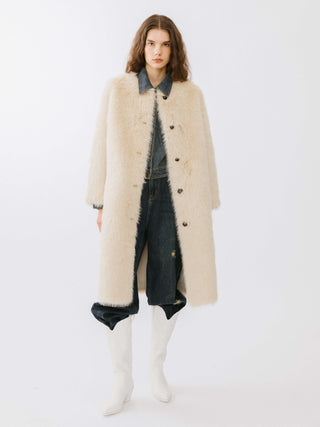 Cream Furry Long Coat