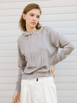 Thin Boxy Hoodie with Wool Blend