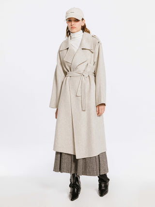 Lapel Neck Maxi Coat with Wool Blend