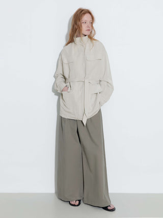 Oversized Funnel Neck Cropped Cargo Jacket