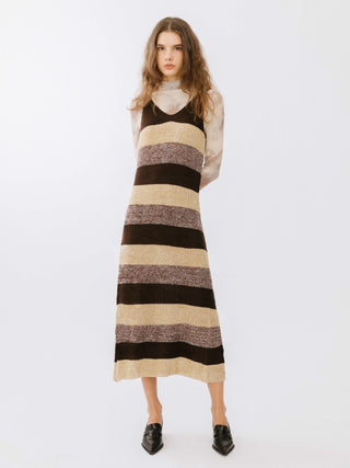 Striped Sleeveless Knit Maxi Dress