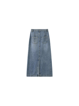 High Waisted A-line Denim Skirt