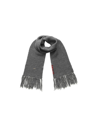 Fringed Long Scarf with Wool Blend