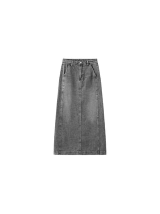 High Waisted A-line Denim Skirt