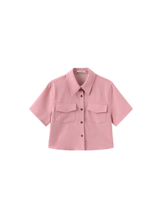 Fresh Color Lapel Short Shirt