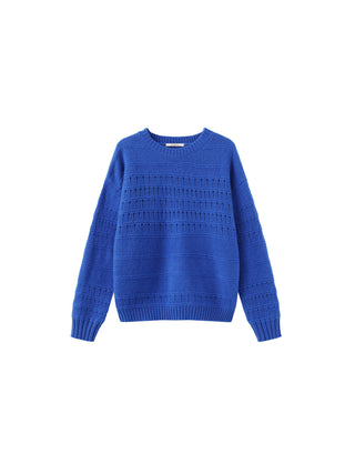 Hollowed 100% Wool Long Sleeves Knit Sweater