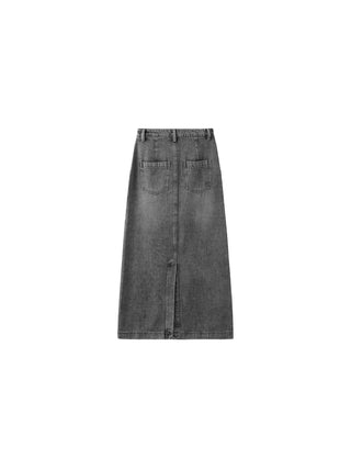 High Waisted A-line Denim Skirt