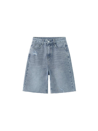 Distressed Denim Bermuda Shorts