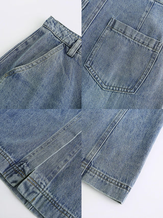 High Waisted A-line Denim Skirt