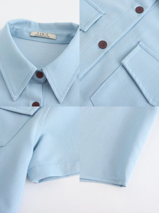 Fresh Color Lapel Short Shirt