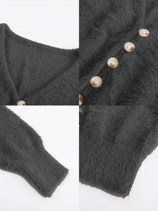 Fluffy Cropped Knit Cardigan