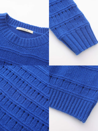 Hollowed 100% Wool Long Sleeves Knit Sweater