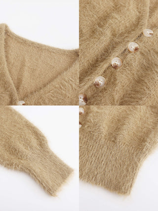 Fluffy Cropped Knit Cardigan