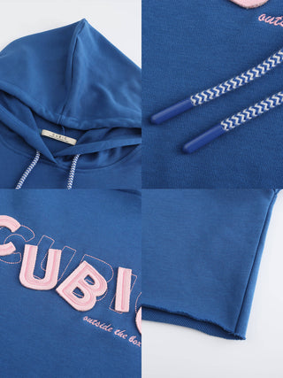 CUBIC Print Hooded Cropped Sweatshirt