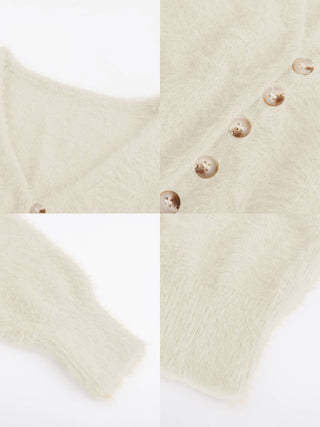 Fluffy Cropped Knit Cardigan