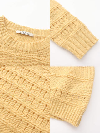 Hollowed Embroidered 100% Wool Long Sleeves Knit Sweater