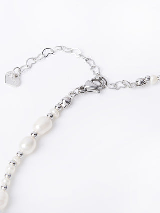 Silver Beaded and Pearl and Pendant Double Necklace