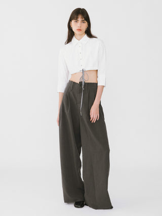 Extra Cropped Shirt with Drawstring Waist