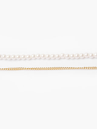Heart Thin Gold and Pearl Double Layered Necklace
