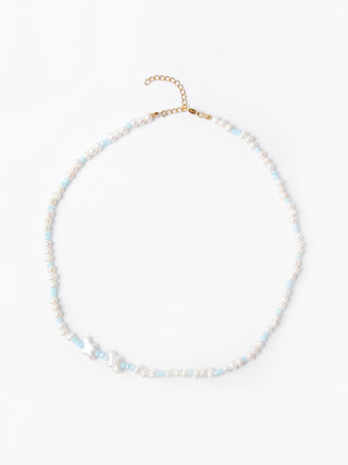 Pearls and Baby Blue Beaded Necklace