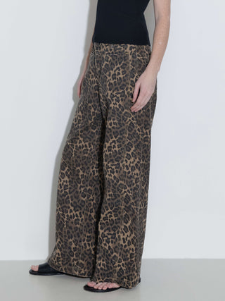 Leopard Wide Leg Denim Jeans