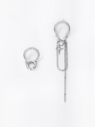 Asymmetric Circle Chain Stud Earrings
