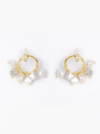 Circle Gold and Pearl Stud Earrings