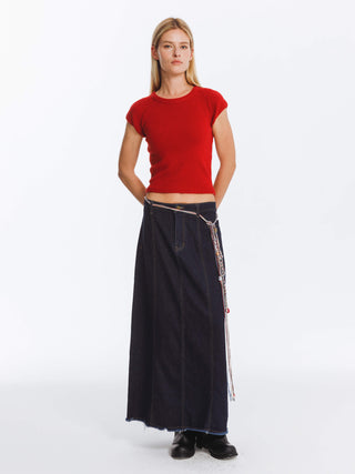 Jacquard Cropped Knit Top with Cashmere Blend