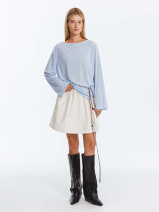 Loose Crew Neck Long Sleeve Knit Top