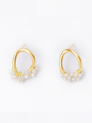 Pearl and Gold Open Stud Earrings