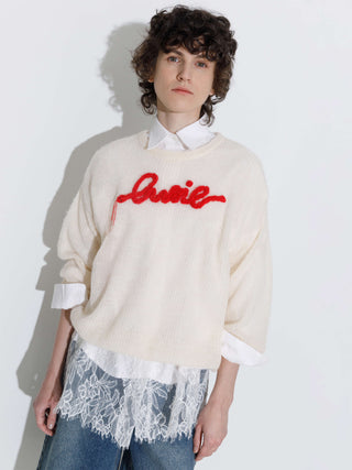 "CUBIC" Embroidered Crewneck Sweater