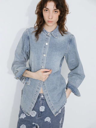 Blue Denim 100% Cotton Long Shirt