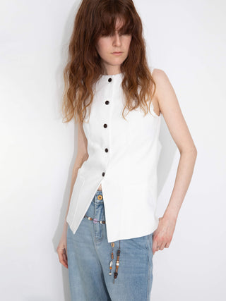 Fitted Buttoned Round Neck Vest