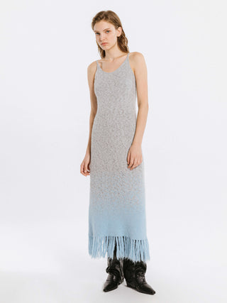 Gradient Knitted Maxi Dress with Wool Blend