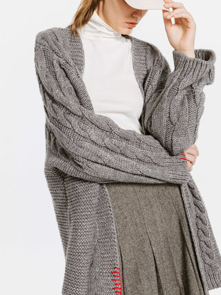 Cable Knit Cardigan with Wool Blend