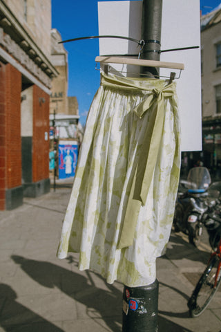 Plaid and Floral A-line Midi Cotton Skirt