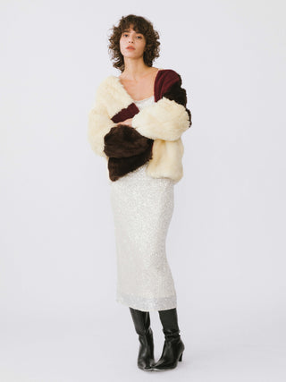 Square Patchwork Furry Coat