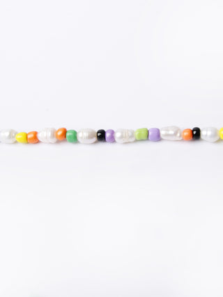 Multi-Coloured Beads and Pearls Thin Necklace