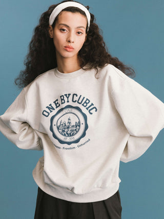 ONE BY CUBIC Oversized Crew Neck 100% Cotton Sweatshirt